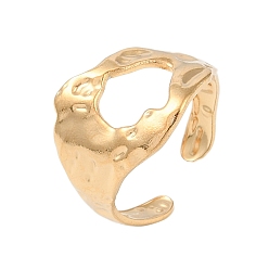 Настоящее золото 18K 304 текстурированные открытые манжеты из нержавеющей стали, широкое кольцо неправильной геометрии для женщин, реальный 18 k позолоченный, 15.5 мм, внутренний диаметр: регулируемый