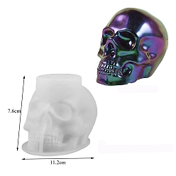 Blanc Moule en silicone pour statue de décoration de crâne d'halloween, bricolage, affichage, décoration, Moules de moulage en résine pour sculpture de portrait, pour la résine UV, fabrication artisanale de résine époxy, blanc, 76x112mm