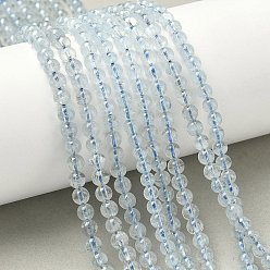 Аквамарин Природные Аквамарин бисер нитей, круглые, 4 мм, отверстие : 0.7~0.8 мм, около 103~108 шт / нитка, 15.28''~15.83'' (38.8~40.2 см)