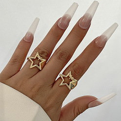 Light Gold Регулируемые манжеты из звездообразного сплава, для женщин, золотой свет, внутренний диаметр: 17 мм