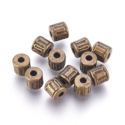 Античная Бронза Сплавочные овальные бусины тибетского стиля , колонка, античная бронза, без кадмия, без никеля и без свинца, 4.5x4.5 мм, отверстие : 1.5 мм