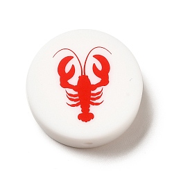 Креветка Пищевые экологически чистые силиконовые фокусные шарики, белый плоский круглый, креветки, 26x9 мм, отверстие : 2.2 мм