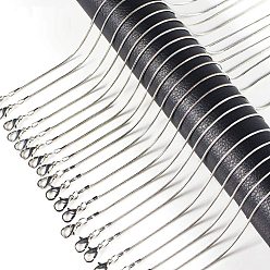 Silver Brass Snake Chain Fine Necklaces, with Lobster Claw Clasps, Silver, 20 inch(508mm)