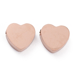 Розовое Золото Ионное покрытие (ip) 304 шарики из нержавеющей стали, сердце, розовое золото , 8.5x9.2x3 мм, отверстие : 1.8 мм