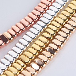 (52) Непрозрачная лаванда Гальванизировать немагнитных синтетический гематит бисер пряди, прямоугольные, разноцветные, 4x2x2 мм, отверстие : 1 мм, около 207 шт / нитка, 15.5 дюйм (39.5 см)