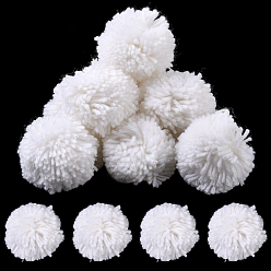 Белый 12шт. шерстяная пряжа шар-помпон, для шапок обувь шарфы подвески на сумку аксессуары, белые, 70 мм