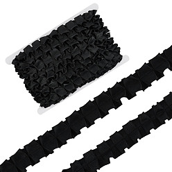 Black 10Yards Polyester Wrinkle Ribbon, Clothing Accessories, Black, 1 inch(25mm)