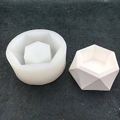 White Silicone Molds, Flowerpot Resin Casting Molds, For UV Resin, Epoxy Resin Jewelry Making, Hexagon, White, 75x66x37mm