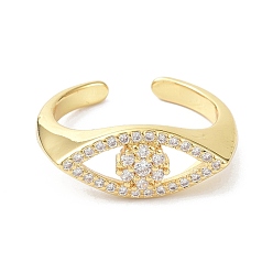 Прозрачный Наручные кольца с дурным глазом, настоящее кольцо с покрытием k для женщин, подарок, открытые кольца из латуни, микропаве, кубический цирконий, прозрачные, размер США 18 7 (1/2 мм)