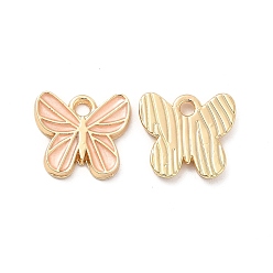 Light Salmon Alloy Enamel Pendants, Golden, Butterfly Charm, Light Salmon, 12x13x1.7mm, Hole: 1.8mm