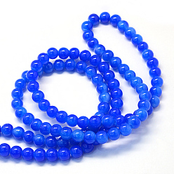 Royal Blue Baking Painted Imitation Jade Glass Round Bead Strands, Royal Blue, 10~10.5mm, Hole: 1.5mm, about 85pcs/strand, 31.4 inch