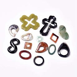 Mixed Stone Natural Mixed Stone Pendants, Mixed Shapes, Mixed Material, 25~89x24~72x3~6mm, Hole: 1~3mm