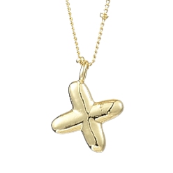 Letter X 1латунные подвески с буквами в виде букв, ожерелье из воздушных шаров и букв, реальный 18 k позолоченный, Письмо X, 17.52 дюйм (44.5 см)