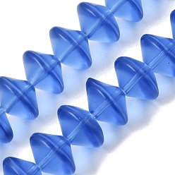 Midnight Blue Frosted & Baking Paint Transparent Glass Beads Strands, Rondelle, Midnight Blue, 14x10mm, Hole: 1.2mm, about 60pcs/strand, 23.62''(60cm)