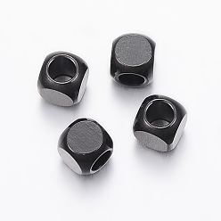 Electrophoresis Black 304 Stainless Steel Beads, Cube, Electrophoresis Black, 4x4x4mm, Hole: 2.5mm