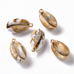BurlyWood Acrylic Big Pendants, Imitation Gemstone Style, Shell, BurlyWood, 32x17x14mm, Hole: 2.8mm, about 131pcs/500g