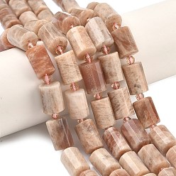 Солнечный Камень Натуральный Sunstone бисер пряди, граненые, колонка, с бисером, 15~15.5x10 мм, отверстие : 0.8 мм, около 22 шт / нитка, 15.75''~15.98'' (40~40.6 см)