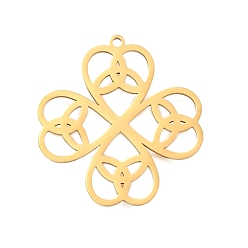 Настоящее золото 18K 304 подвески из нержавеющей стали, лазерная резка, подвеска-клевер с узлом Троицы, реальный 18 k позолоченный, 24.5x23x1 мм, отверстие : 1.2 мм