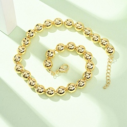 Настоящее золото 18K Латунные цепочки с шариками для мужчин и женщин, реальный 18 k позолоченный, 17.32 дюйм (44 см), бусина : 9.5~10 mm