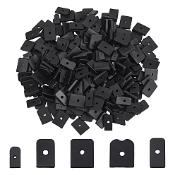 Negro 250 piezas 5 estilos de tapas de extremo de varillas de silicona, Rectángulo, negro, 10~14x5~12x2.5 mm, agujero: 1.5~3 mm, 50 piezas / estilo