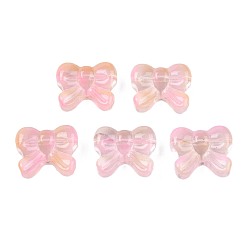 Pink Transparent Spray Painted Glass Beads, Two Tone, Bowknot, Pink, 14x16x6mm, Hole: 1mm