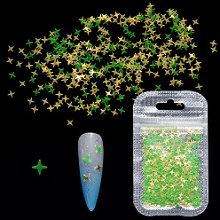 Light Green Shining Nail Art Glitter, Manicure Sequins, DIY Sparkly Paillette Tips Nail, Star, Light Green, 4x4x0.2mm, about 2g/bag