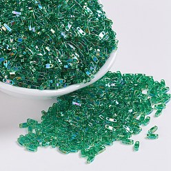 (QTL179) Transparent Green AB Миюки четверть бусины тила, японский бисер, 2-луночное, (QTL 179) прозрачный зеленый AB, 5x1.2x1.9 мм, Отверстие: 0.8 мм, о 480 шт / бутылка, 10 г / бутылка