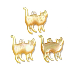 Желтые Ракушки Подвески из натуральной желтой оболочки, подвески в форме кошки, 17x14.5x3 мм, отверстие : 1 мм