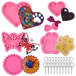 (52) Непрозрачная лаванда DIY силиконовые формы кулон, изготовление ювелирных изделий на основе смолы и эпоксидной смолы, 304 разъемные кольца для ключей и открытые соединительные кольца из нержавеющей стали, разноцветные, формы: 44~85x29.5~100x6~11 мм, внутренний диаметр: 6~66x8~89 мм, отверстие : 3~10.5 мм, 5 шт