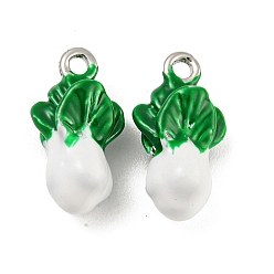 Vegetables Латунь эмаль подвески, без кадмия, без никеля и без свинца, Реальная платина, Китайская капуста, 16x9x7 мм, отверстие : 1.6 мм