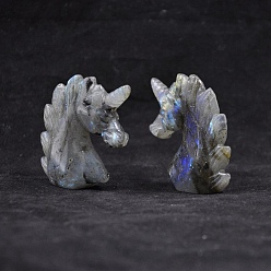 Labradorite Figurines de licorne de guérison sculptées en labradorite naturelle, Décorations d'affichage en pierre d'énergie reiki, 50x20x50mm