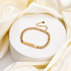 Настоящее золото 14K 304 браслеты из нержавеющей стали с цепочками и идентификаторами, украшения для женщин, прямоугольные, реальный 14 k позолоченный, 6-3/8 дюйм (16.2 см)