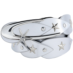 Серебро 1цепочные ремни из искусственной кожи, с застежками из сплава «лунная звезда», серебряный цвет гальваническим, серебряные, 1160x38x6.5 мм