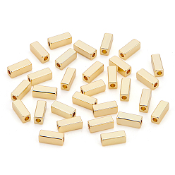 Real 18K Gold Plated Brass Beads, Long-Lasting Plated, Cuboid, Real 18K Gold Plated, 8x3x3mm, Hole: 1.6mm, 30pcs/box
