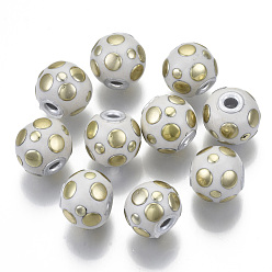 Бежевый Ручной Индонезия круглых бусин, со светло-золотым металлическим сердечником из двойного сплава, бежевые, 16 мм, отверстие : 3 мм