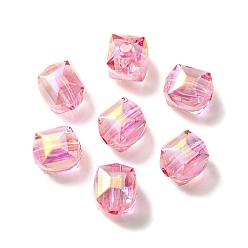 Красный УФ-покрытие радужными переливающимися акриловыми бусинами, четырехугольник, красные, 11.5x10.5x10 мм, отверстие : 2.5 мм