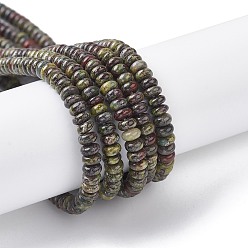 Океанический Джаспер Океан Природный яшмы бисер нитей, рондель, 4.5x2.5 мм, отверстие : 0.8 мм, около 158 шт / нитка, 15.55 дюйм (39.5 см)