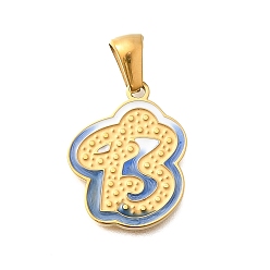 Letter B 304 подвески из нержавеющей стали, с эмалью, ионное покрытие (ip), лазерная резка, реальный 18 k позолоченный, В письме, 18x14.5x1.5 мм, отверстие : 5.5x2.5 мм