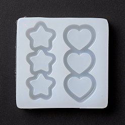 White Triple Star & Triple Heart Silicone Molds, Shaker Molds, Quicksand Molds, Resin Casting Molds,for UV Resin & Epoxy Resin Jewelry Craft Making, White, 76x77.5x15mm, Inner Diameter: 27x66mm and 29x67mm