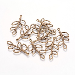 Античная Бронза Сплавочные подвески тибетского стиля, без свинца, без никеля и без кадмия, лист, античная бронза, 38x18x2 мм, отверстие : 2 мм