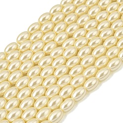 Blé Brins de perles de baril de perles de verre écologiques, Grade a, blé, 9x6mm, Trou: 1mm, Environ 45 pcs/chapelet, 16.3 pouce