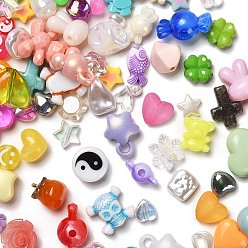 Mixed Color Plating Acrylic Beads, Mixed Shapes, Mixed Color, 7~18x7~27x4~12mm, Hole: 1.2~4mm