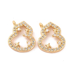 Настоящее золото 18K Латунные микропаве прозрачные подвески с фианитом, без кадмия, без никеля и без свинца, тыквенные прелести, реальный 18 k позолоченный, 14x12x3 мм, отверстие : 1.2 мм