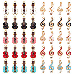 (52) Непрозрачная лаванда 40 шт 10 стили подвески из сплава эмали, музыкальная нота и гитара, разноцветные, 22~23x9~10x1~1.5 мм, отверстие : 1.2~1.8 мм, 4 шт / стиль