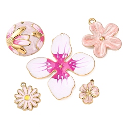 Настоящее золото 18K 5шт. 304 эмалированные подвески из нержавеющей стали, ионное покрытие (ip), цветочный шарм, реальный 18 k позолоченный, 16~45x12.5~42x2~5 мм, отверстие : 1.2~2.5 мм