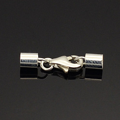 Platinum Rhodium Plated 925 Sterling Silver Lobster Claw Clasps, Platinum Plated, 19.8x2.5mm, Hole: 2mm