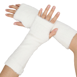 Белый 1 пара теплых перчаток без пальцев из акрилового волокна, перчатки с полупальцами, белые, 275x90x12 мм