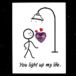 Аметист Украшения в виде сердца из натурального аметиста, с бумажными карточками, фигурка для украшения дома, энергетический камень рейки для исцеления, 15 мм