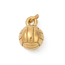 Volleyball 304 подвески из нержавеющей стали, с целью перехода в кольце, реальный 18 k позолоченный, волейбол, 11x8 мм, отверстие : 2.3 мм