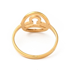 Золотой Ионное покрытие (ip) 201 кольцо из нержавеющей стали созвездия весов для женщин, золотые, размер США 7 (17.3 мм)